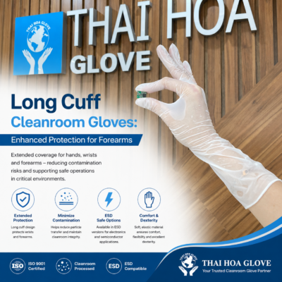 Long Cuff Cleanroom Gloves Enhanced Protection for Forearms