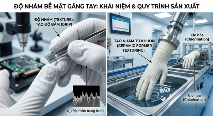 độ nhám bề mặt găng tay