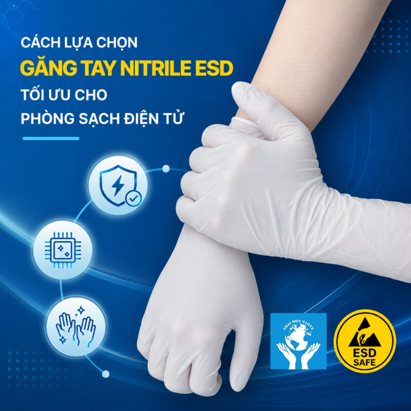 Cách lựa chọn găng tay Nitrile ESD tối ưu cho phòng sạch điện tử