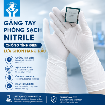 Găng Tay Phòng Sạch Nitrile Chống Tĩnh Điện