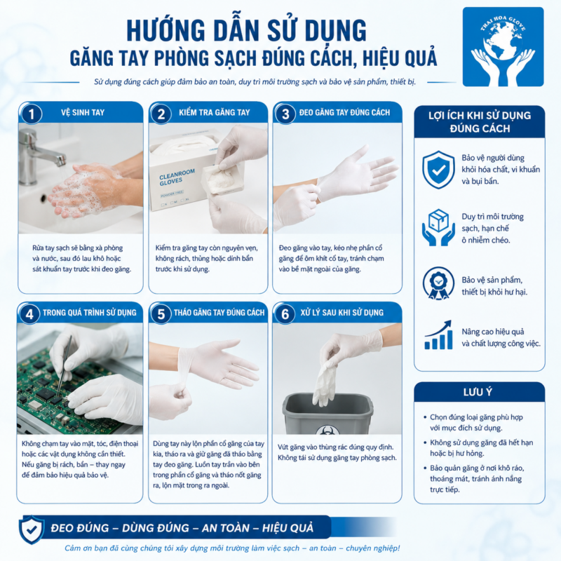 Hướng Dẫn Sử Dụng Găng Tay Phòng Sạch hiệu quả