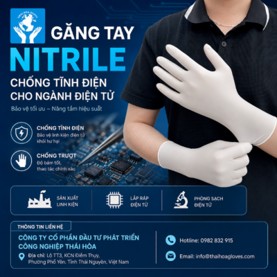 Găng tay nitrile chống tĩnh điện cho ngành điện tử