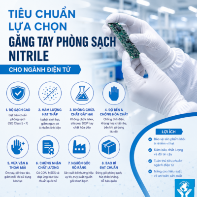 Găng Tay Nitrile Chuyên Dụng Cho Sản Xuất Linh Kiện Điện Tử