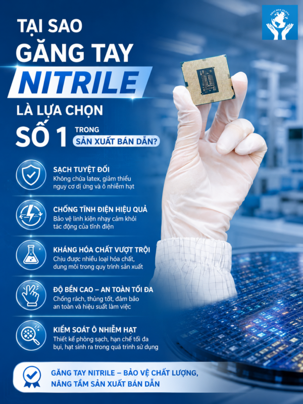 Tại sao găng tay Nitrile là lựa chọn số 1 trong sản xuất bán dẫn