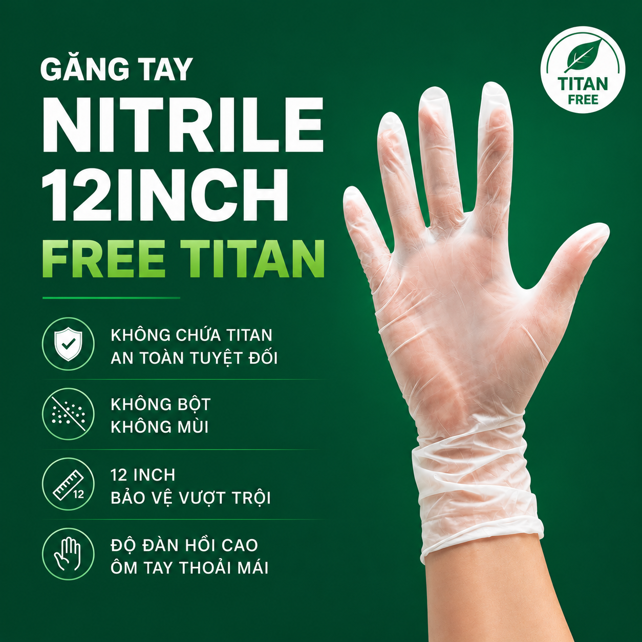 Găng tay Nitrile 12inch Free Titan