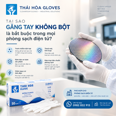 Tại sao găng tay không bột là bắt buộc trong mọi phòng sạch điện tử?