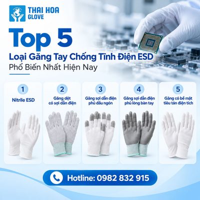 5 nhóm Găng Tay Chống Tĩnh Điện ESD và cách lựa chọn