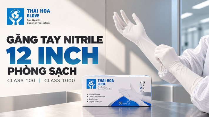 Găng tay Nitrile 12 inch phòng sạch