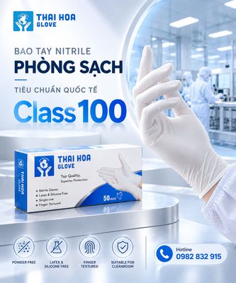 Bao Tay Nitrile Phòng Sạch - Tiêu Chuẩn Quốc Tế Class 100